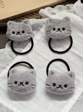可爱卡通灰色小猫头绳