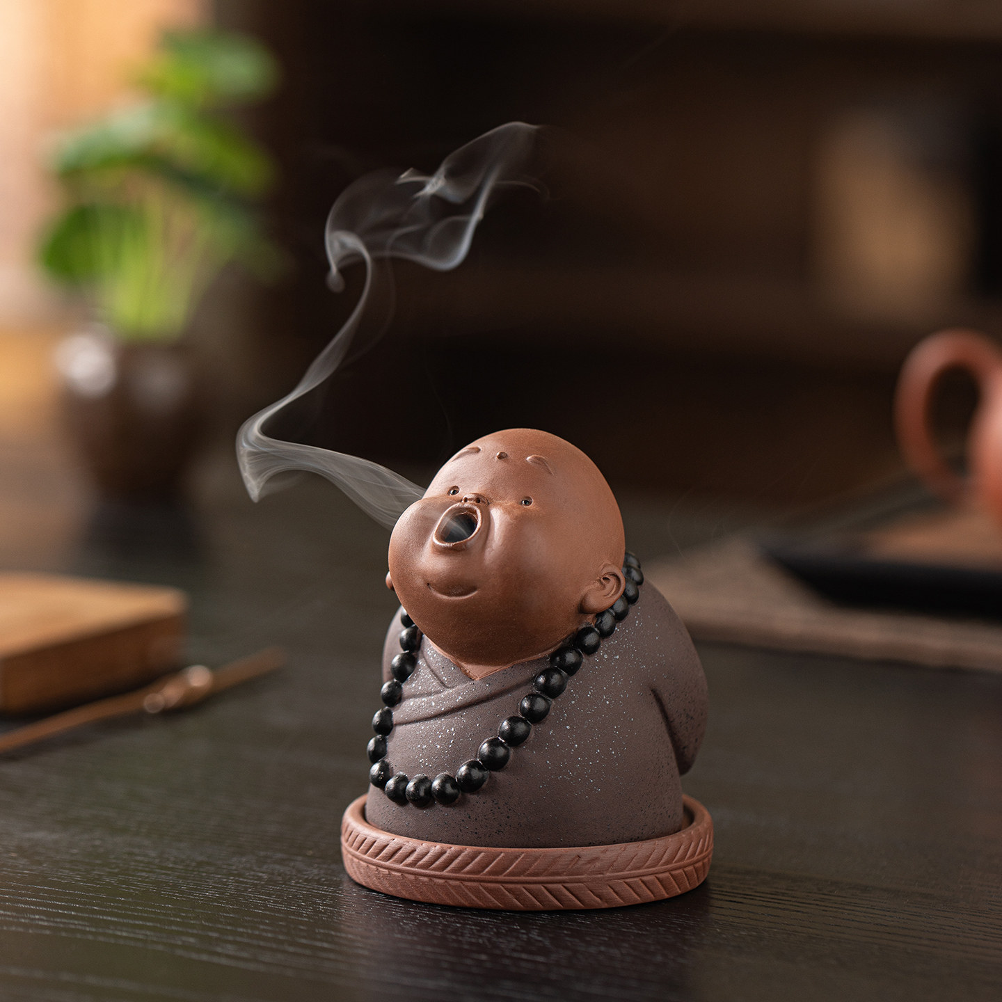 可爱陶瓷小和尚沙弥盘香炉家用茶室禅意弥勒佛熏香檀沉香盒香薰炉,家居饰品,香薰炉,淘宝优惠券,粉丝福利购,淘宝优惠卷