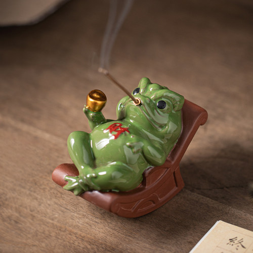 金蟾摆件线香炉招财香插摇摇椅