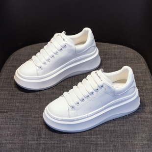 真皮小白鞋女2023新款牛皮休闲板鞋ins厚底百搭白色运动爆款女鞋