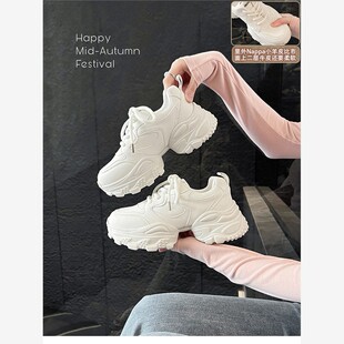 【研发秀气版】大叔家7cm增高~真皮厚底老爹鞋女2025秋运动休闲鞋