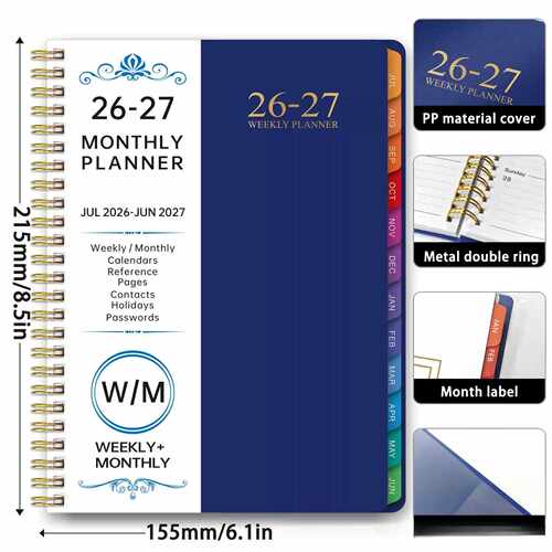 A5 Jul2026-Jun2027 Weekly daily planner notebook agenda book