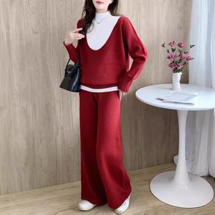 for large contrast suit knitted sweater women turtleneck