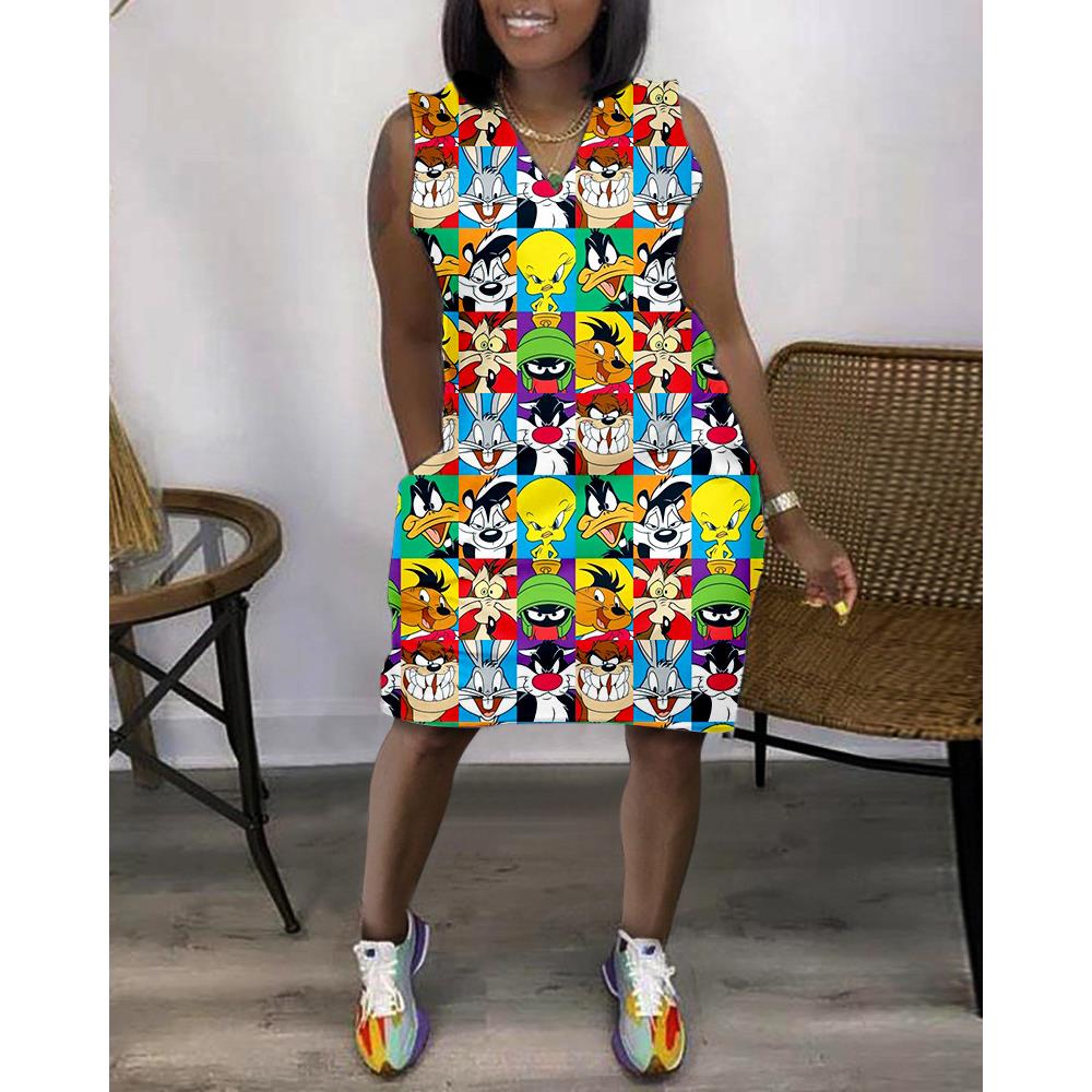 summer and spring loose button dresses shirt pattern face