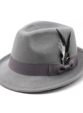 Women Men Fedora Hat Feather Belt 男女小礼帽羽毛丝带爵士帽