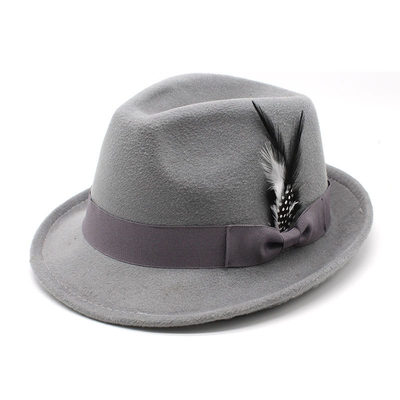 Women Men Fedora Hat Feather Belt 男女小礼帽羽毛丝带爵士帽