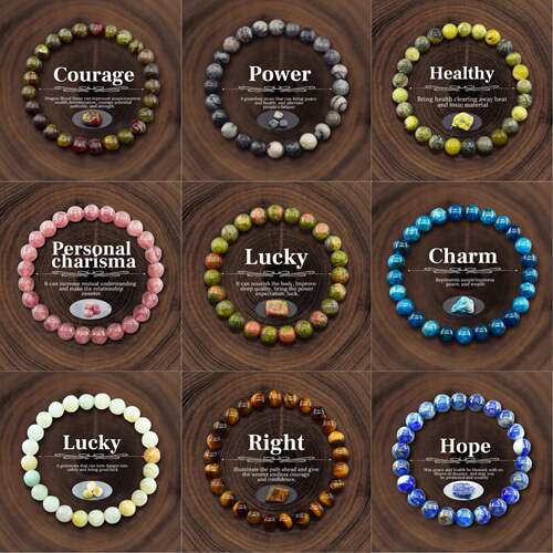 Natural Stone Beads Bracelet For Women Men Amethysts Crystal