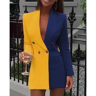 small stitching suit Contrast business neck color