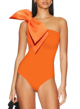 Womens one-piece swimsuit with bowknot decoration