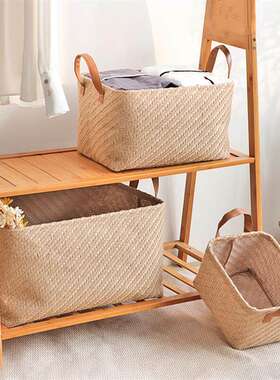 Simple storage basket woven linen large finishing basket st