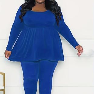 neck sleeve loose long pleated solid Round color waistline