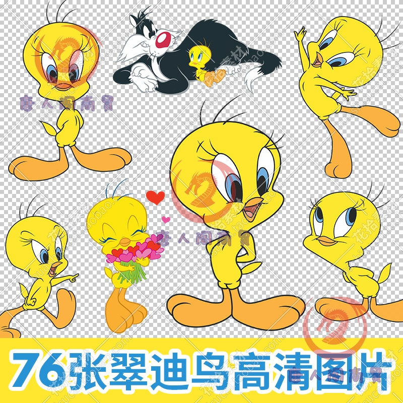 卡通Tweety翠迪鸟翠儿翠西鸟小鸟高清png/jpg海报免扣图片素材