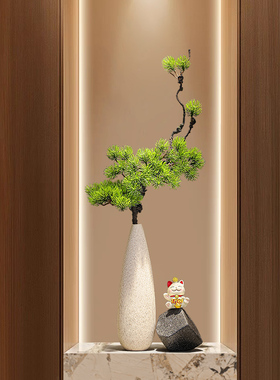 细长招财猫花瓶摆件时来运转