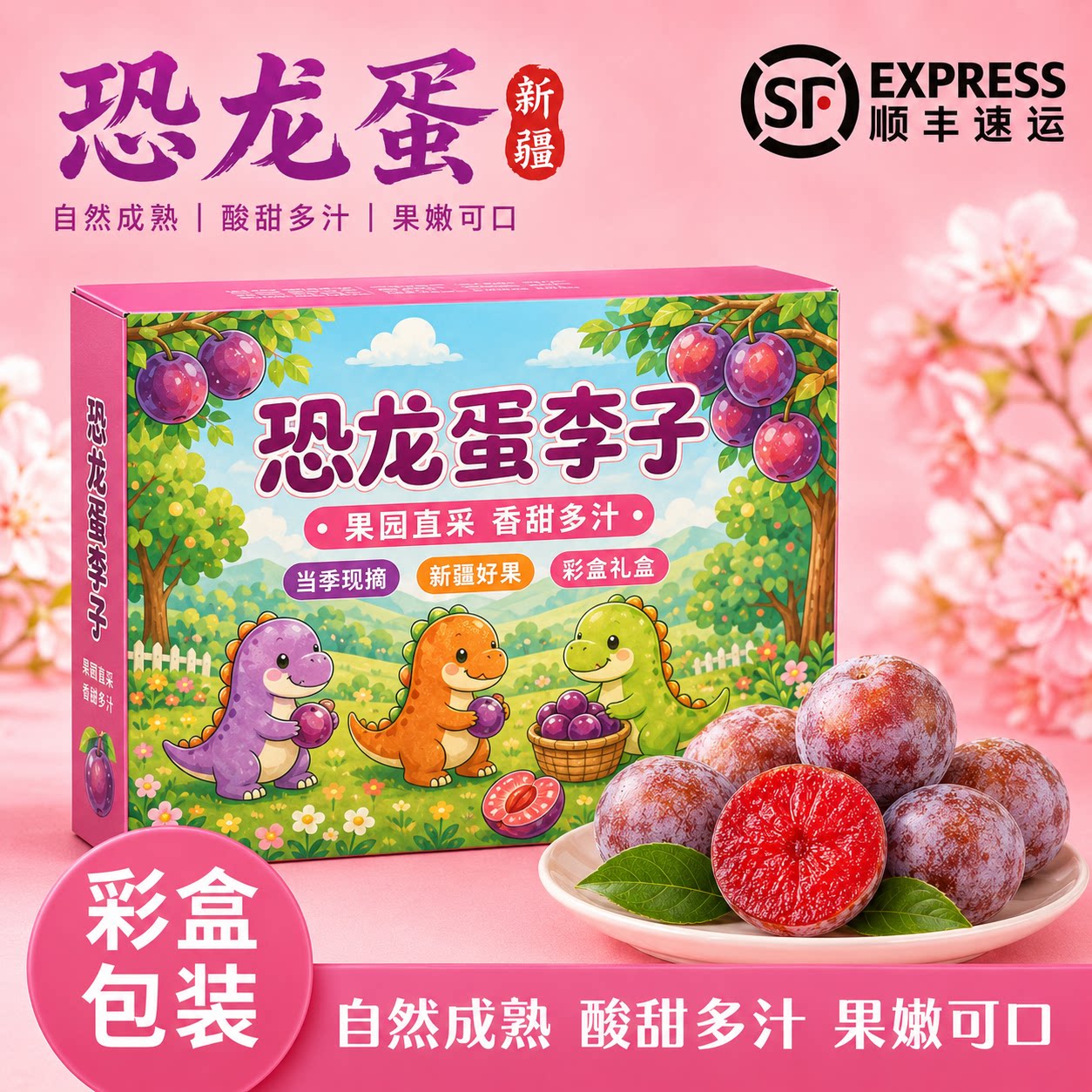顺丰京东新疆恐龙蛋李子红心红肉酸甜脆孕妇水果当季整箱包邮杏李