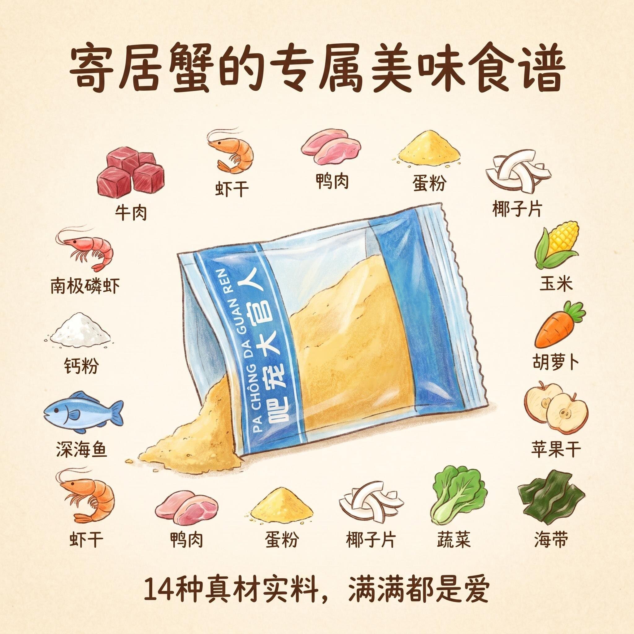 寄居蟹适用饲料食物粮食粉末含有维生素通用营养观赏蟹袋装