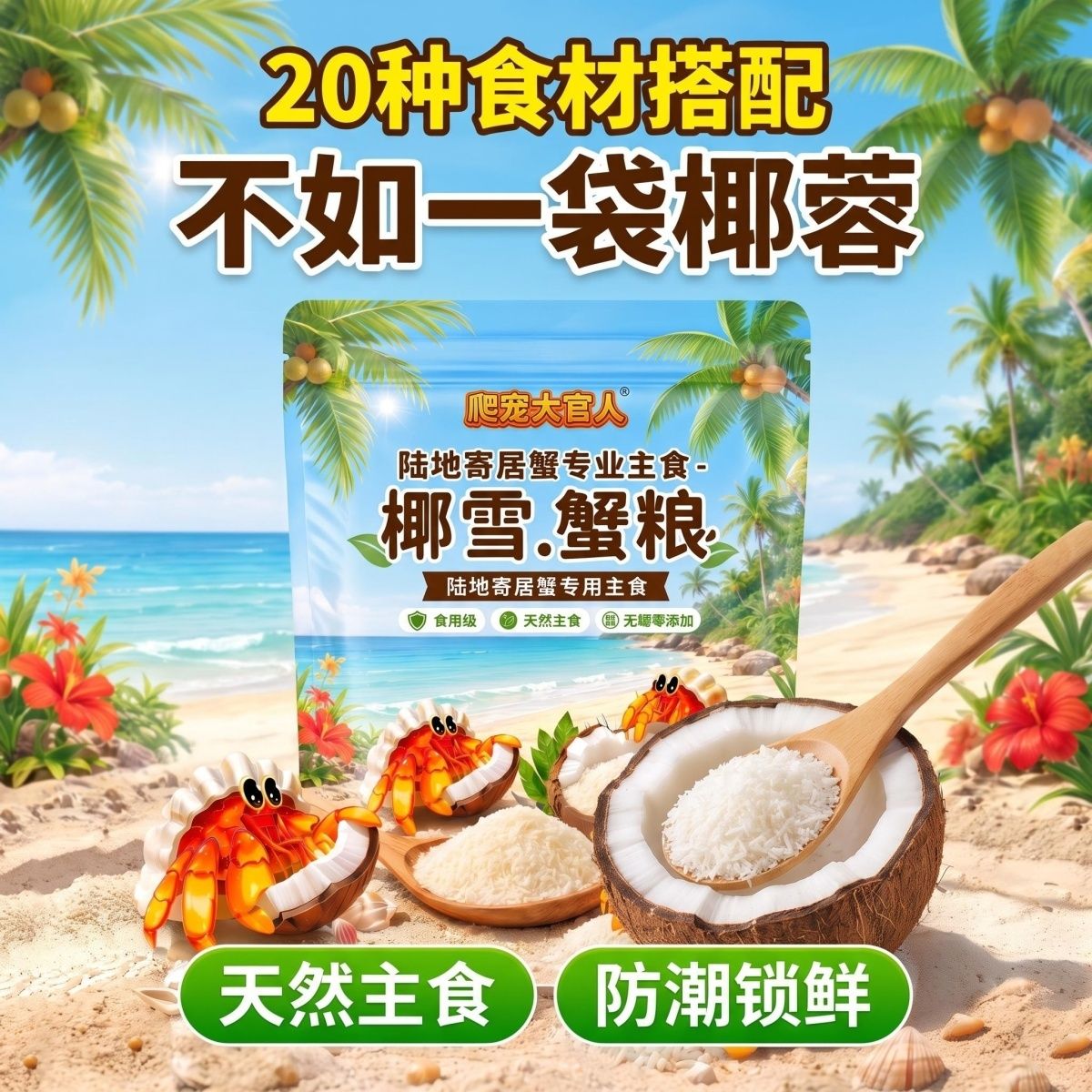 寄居蟹粮专用营养粮高蛋白高钙抗应激助蜕皮观赏蟹通用营养饲料