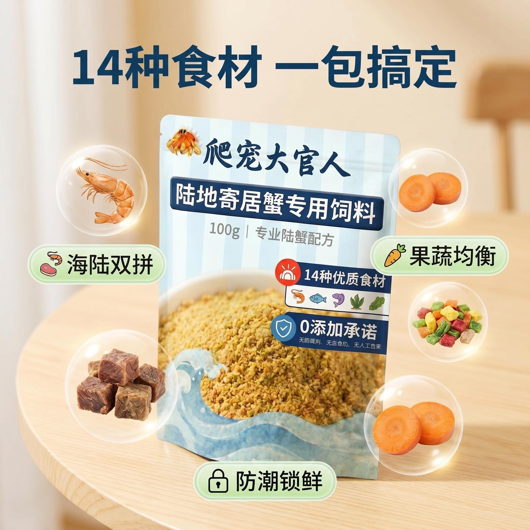 寄居蟹专用营养粮高钙补钙蜕皮粮陆生寄居蟹主食饲料天然荤素口粮
