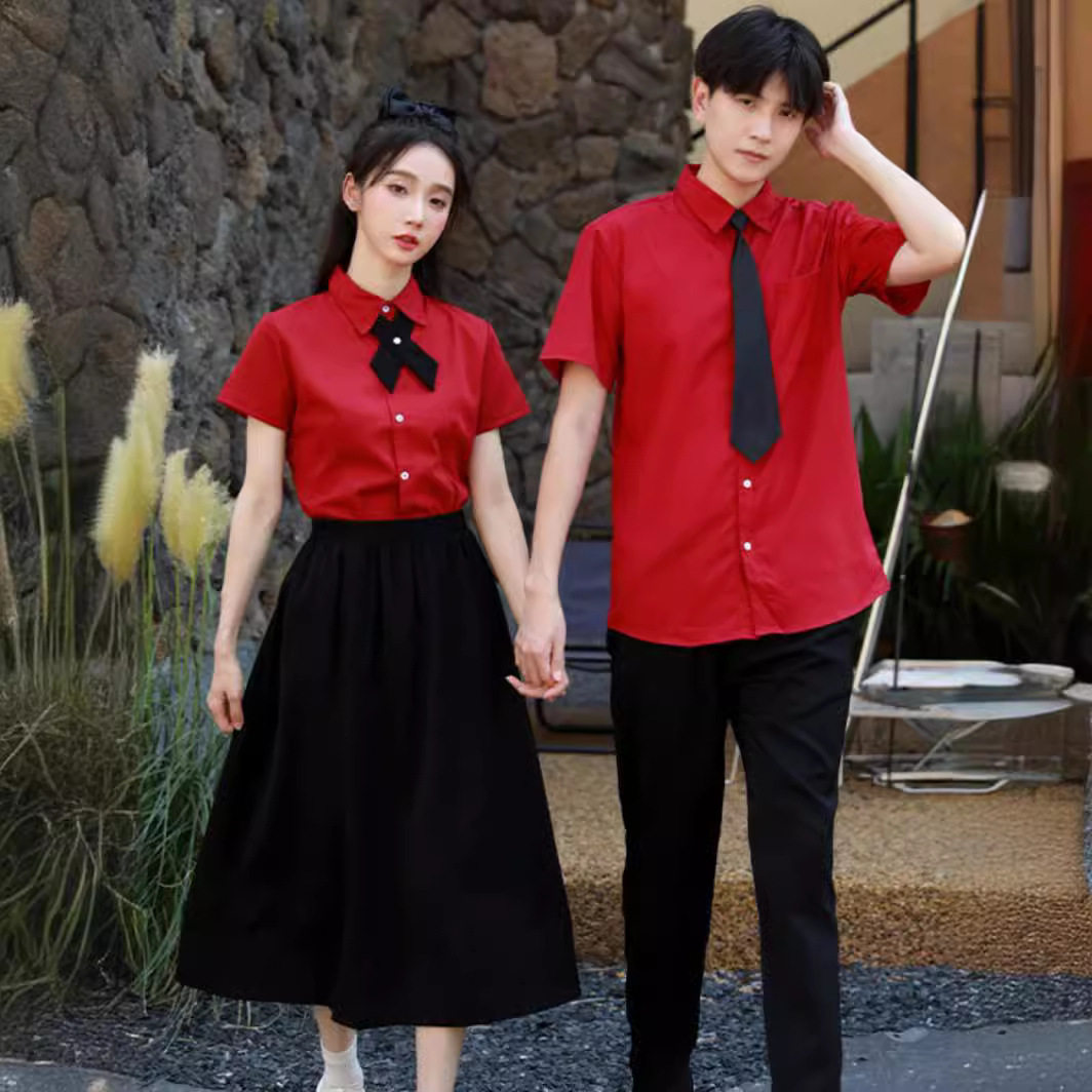 毕业季初高中学生朗诵服装女大合唱团演出红歌班服学院风套装长裙