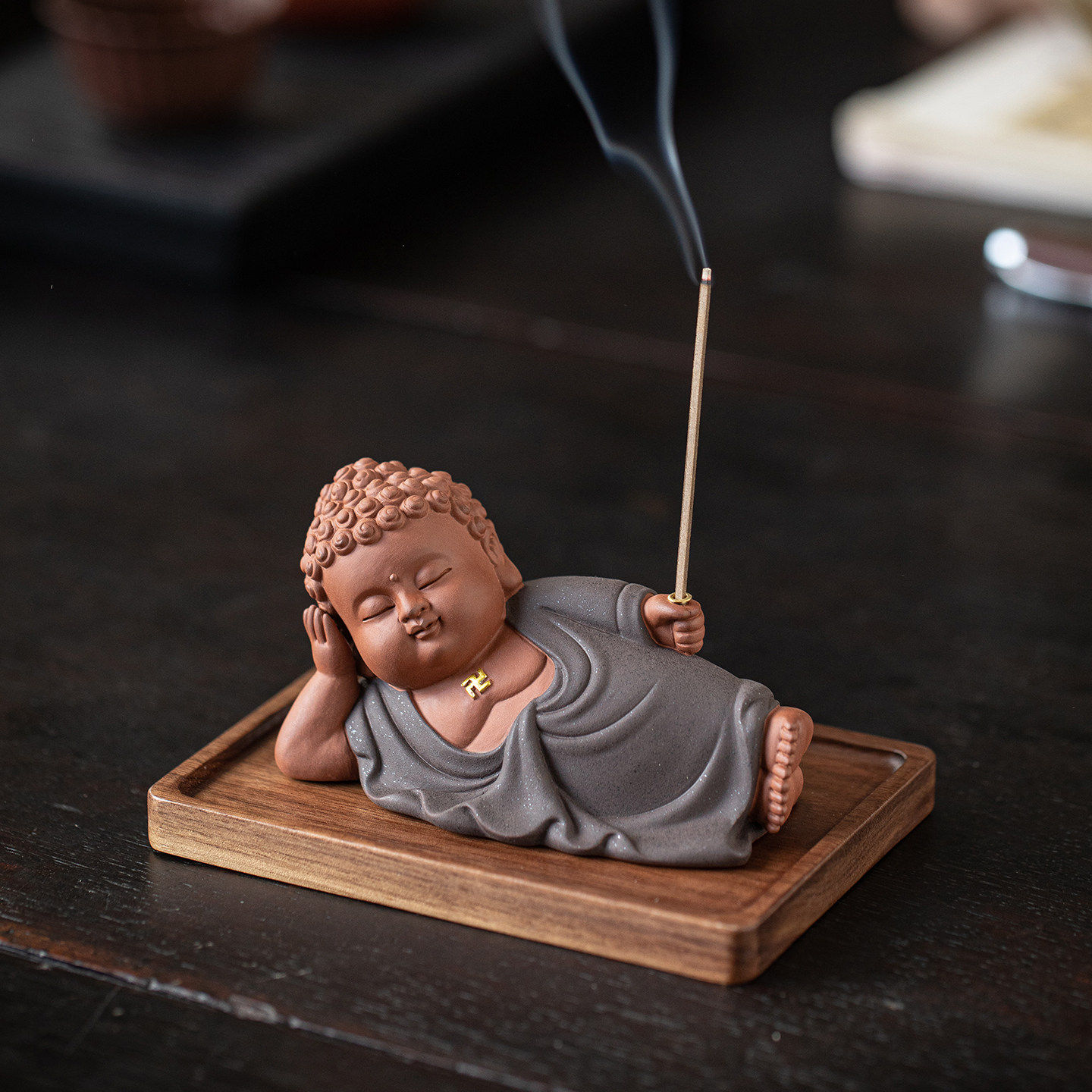 禅意静卧小如来线香炉摆件家用室内陶瓷香插香座茶室香薰炉装饰品,家居饰品,香薰炉,淘宝优惠券,粉丝福利购,淘宝优惠卷