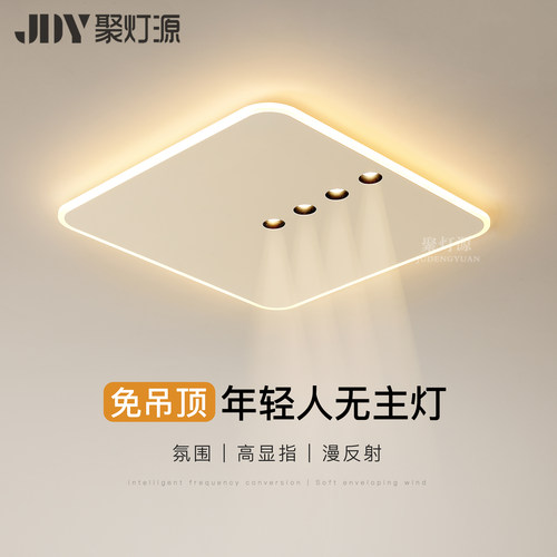聚灯源极简风无主吸顶灯自带射灯