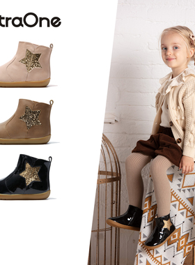ExtraOne澳洲真皮儿童靴冬季加绒保暖短靴男女童星星真皮童鞋#510