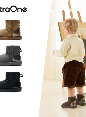 ExtraOne澳洲皮毛一体儿童雪地靴后跟拼色加绒保暖防滑童鞋#601