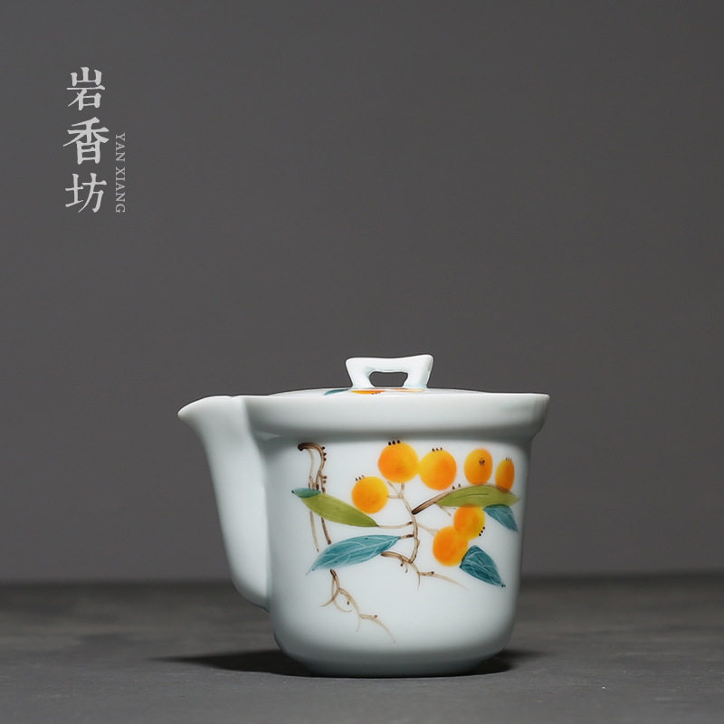 手绘枇杷青瓷小茶壶功夫茶具手抓壶陶瓷泡茶壶
