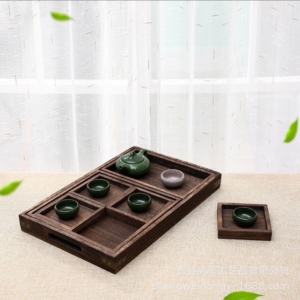 茶具托盘烧桐木茶盘婚庆摆件道具摄影民宿茶点围炉煮茶木盘