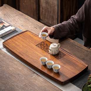 竹制窗花茶盘家用排蓄两用简约沥水泡茶台功夫茶具茶海大号茶盘