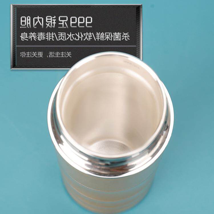 日本新款银杯子云南雪花银水杯银保健杯999纯银内胆保温杯女士银