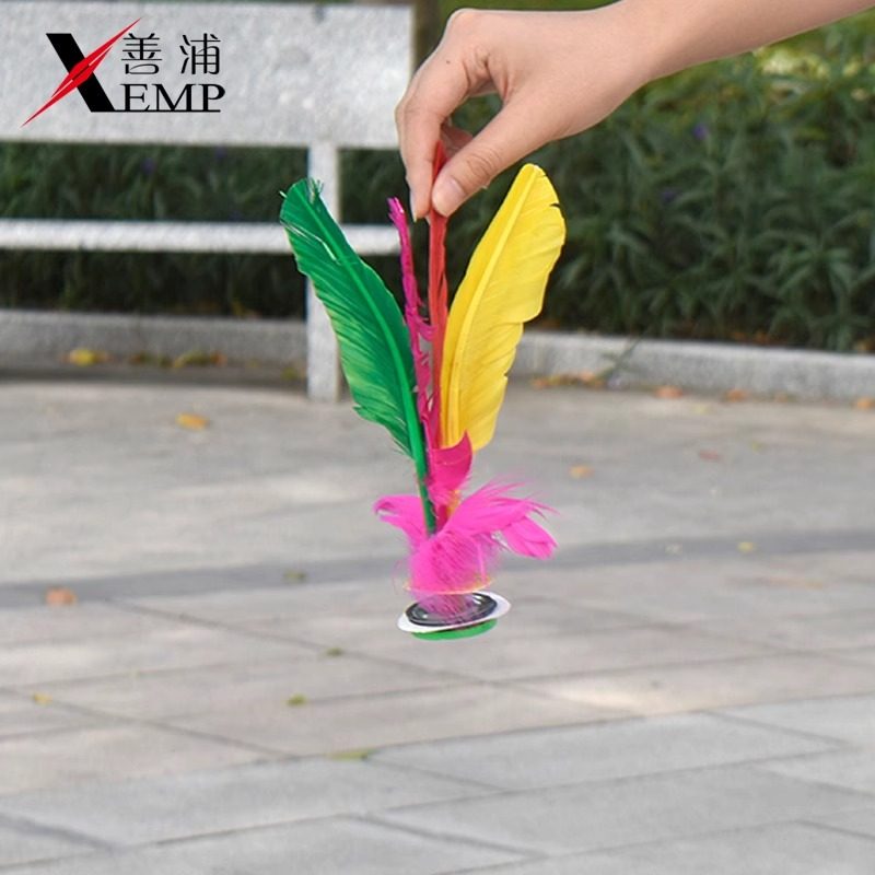 15Y毽子A1pq001-老式彩色鸡毛耐踢毽健身初学者羽毛运动用品