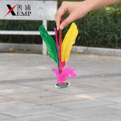 15Y毽子A1pq001-老式彩色鸡毛耐踢毽健身初学者羽毛运动用品