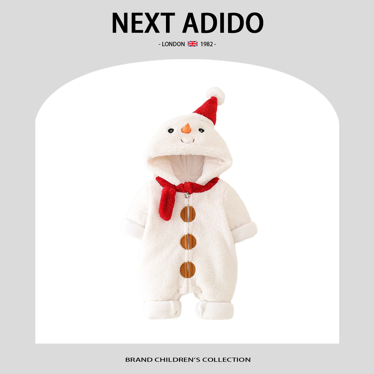 圣诞婴儿雪人连体衣冬季夹棉加厚