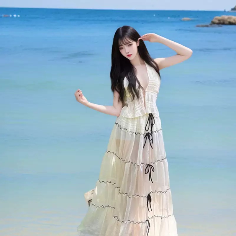 海边度假风女士泳装纯欲高级感仙女范三件套裙式显瘦性感温泉泳装