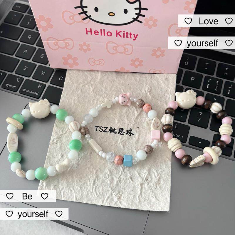 新款饼干小猫手链女可爱少女咪系列中式气质百搭设计闺蜜手串手饰