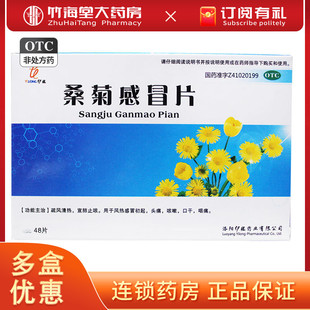 伊龙 桑菊感冒片48片/盒 宣肺止咳风热感冒头痛咳嗽口干咽痛清热