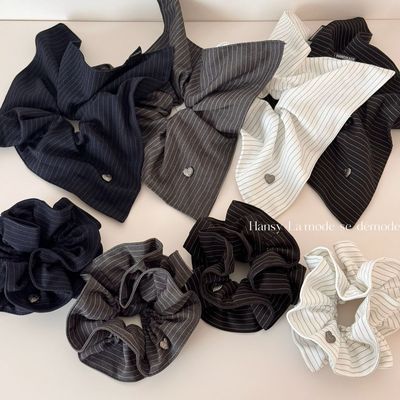 韩系条纹麻点金属爱心头绳气质女高级感方巾发圈大号扎发大肠发圈