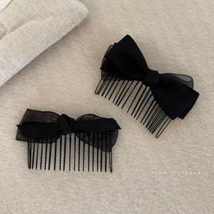 甜美温柔蝴蝶结发梳倒插梳刘海发夹女款 高颅顶洋气侧边碎发卡头饰