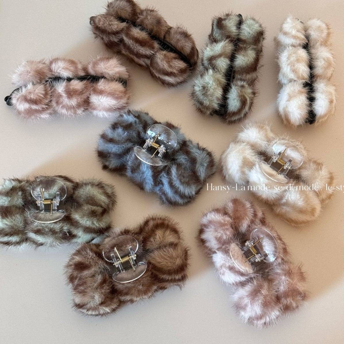 虎斑纹毛球球发夹秋冬毛绒气质夹子网红可爱抓夹头饰香蕉夹发饰,饰品/流行首饰/时尚饰品新,发饰,淘宝优惠券,粉丝福利购,淘宝优惠卷