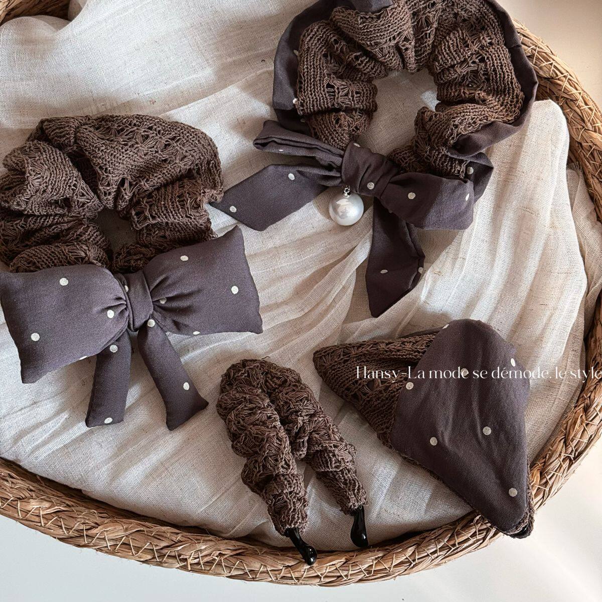 秋冬针织波点蝴蝶结大肠发圈女高级感时尚头绳高弹力皮筋扎发女士