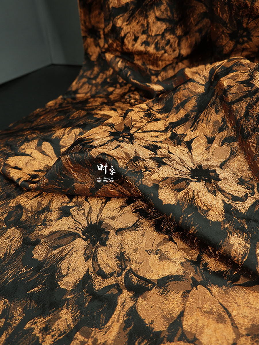 黑金大花油画风布料花色渐变提花肌理包包裙子diy小样设计师面料,居家布艺,海绵垫/布料/面料/手工diy,淘宝优惠券,粉丝福利购,淘宝优惠卷
