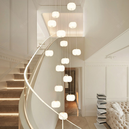 法式奶油风楼梯吊灯+快插拔灯头