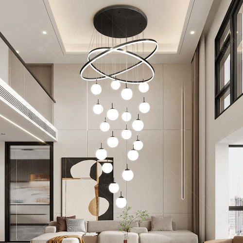 别墅复式楼大吊灯楼梯挑空吊灯