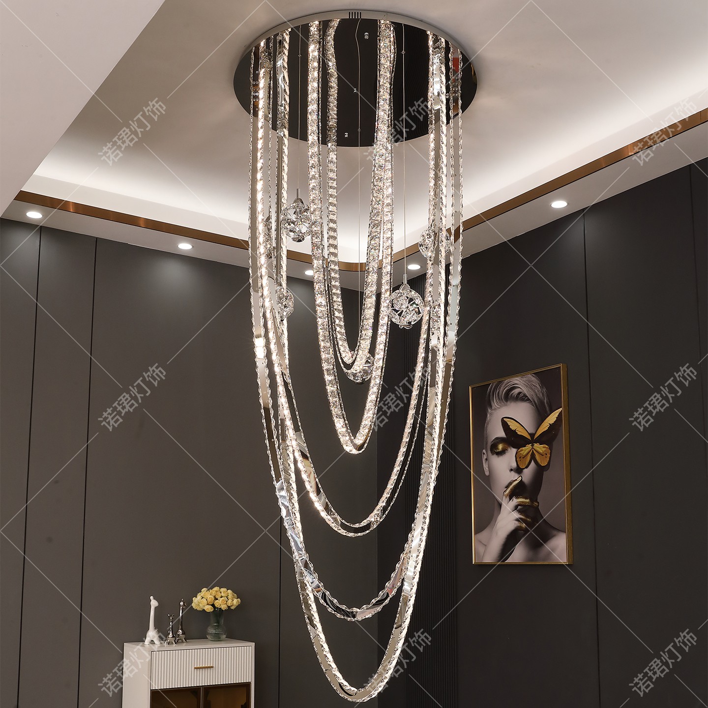 水晶客厅大吊灯高档挑空楼梯吊灯