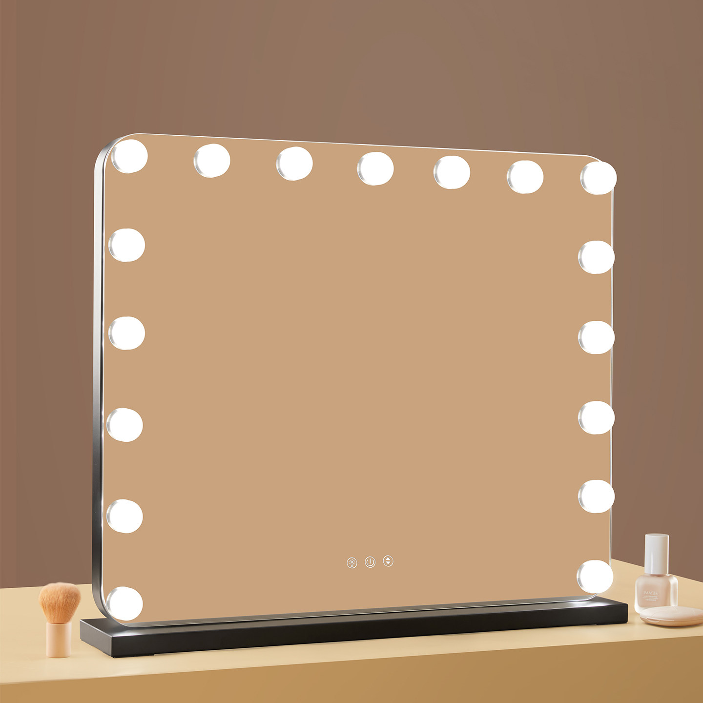 台式桌面化妆镜带灯高清梳妆镜大号工作室专用补光镜梳妆台镜子