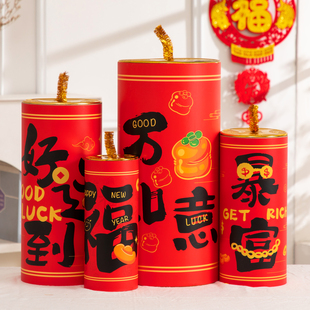 2026新年装饰坐炮摆件马年春节鞭炮美陈堆头银行商场大厅场景布置