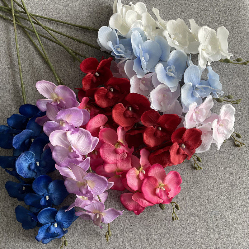婚礼室内假花仿真花吊顶礼堂酒店仿真花材9头蝴蝶兰