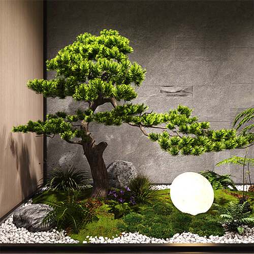 仿真迎客松造景大型假树植物室内