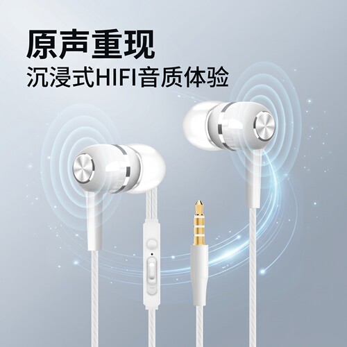 入耳式有线手机耳机适用于OPPO华为Vivo小米Type-C扁孔通用软耳塞