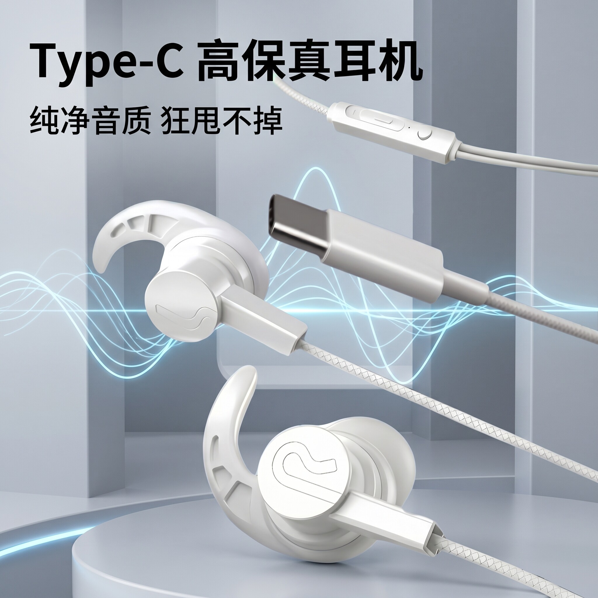 有线耳机type接口新款圆头插孔手机适用于OPPO小红米vivo苹果通用